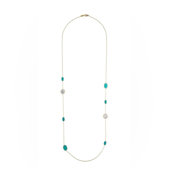 Ippolita 18k YG Mother of Pearl & Amazonite Necklace- 12 grams - Picture 3 of 6